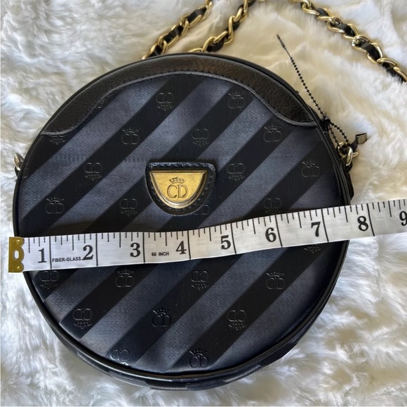 Christian Dior Crossbody Bag Shoulder Bag Black Gold Strap - Picture 8 of 12